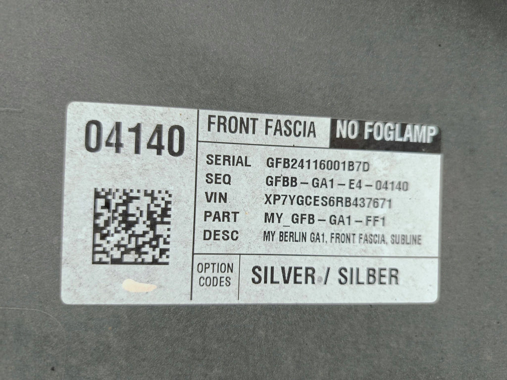 Tesla Model Y MY 20- STOSSSTANGE VORNE OHNE PDC SILBER 1493736-S0-C