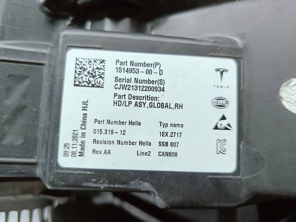 Tesla Model 3 LIFT Y 20- LAMPA PRAWA PRZÓD PRZEDNIA FULL LED 1514953-00-D