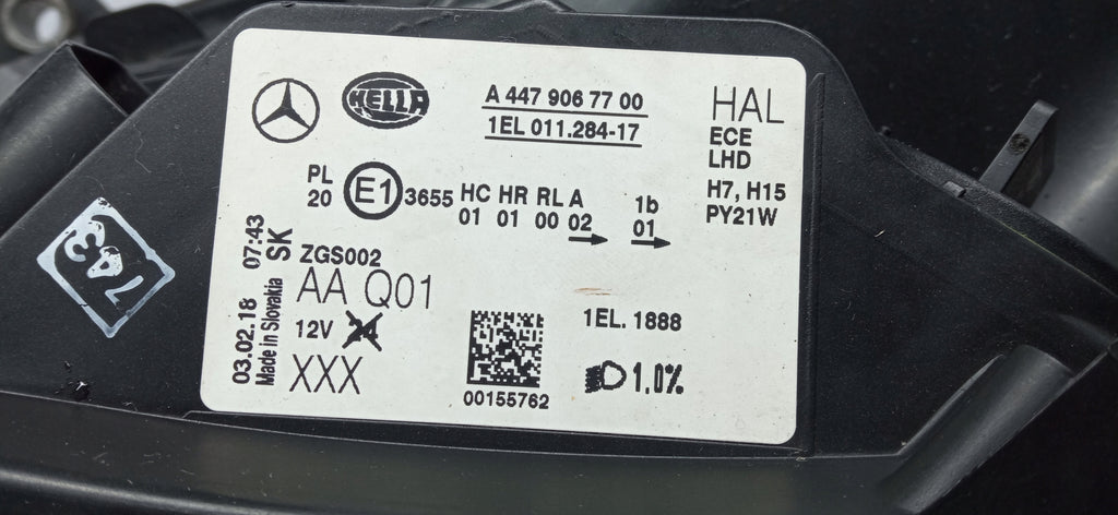 MERCEDES V KLASA VITO W447 14- LAMPA LEWA PRZÓD ZWYKŁA H7 EU A4479067700
