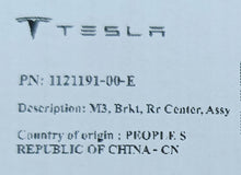 Laden Sie das Bild in den Galerie-Viewer, TESLA MODEL 3 M3 - GLEITSTÜCK MITTLERE HALTERUNG HINTEN STOSSFÄNGER NEU 1121191-00-E