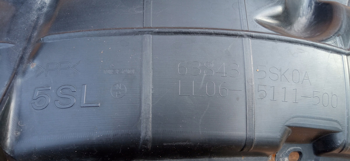 Nissan Leaf II ZE1 17- Front Left Wheel Arch Liner Left Front 63843-5SK0A — photo 7 of 7