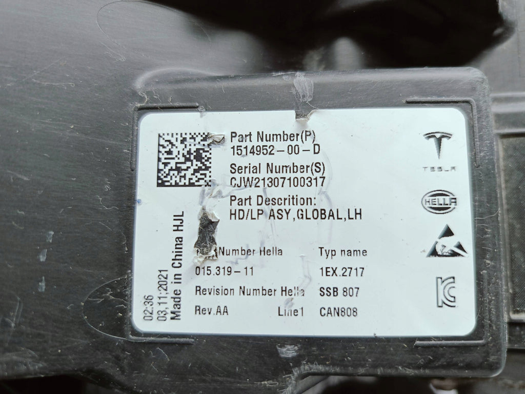 TESLA MODEL 3 M3 MY Y LIFT 20- SCHEINWERFER LINKS FULL LED EU 1514952-00-D