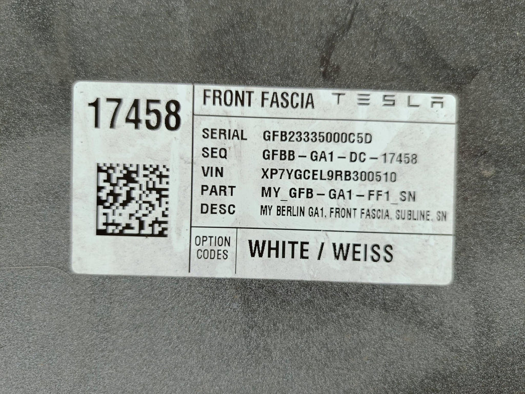 Tesla Model Y MJ 20 - STOSSSTANGE VORNE OHNE PDC WEISS 1493745-00-A