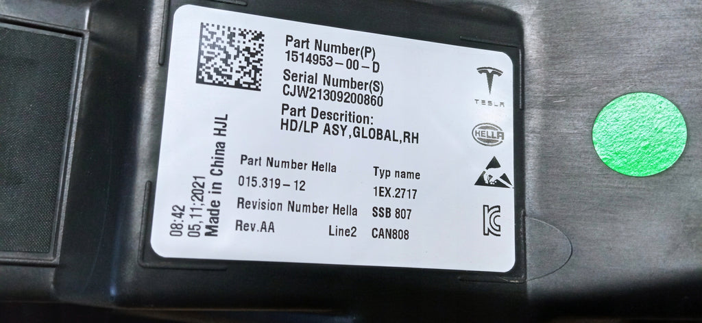 TESLA MODEL 3 Y LIFT 20- FRONT RIGHT FULL LED HEADLIGHT EU 151495300D
