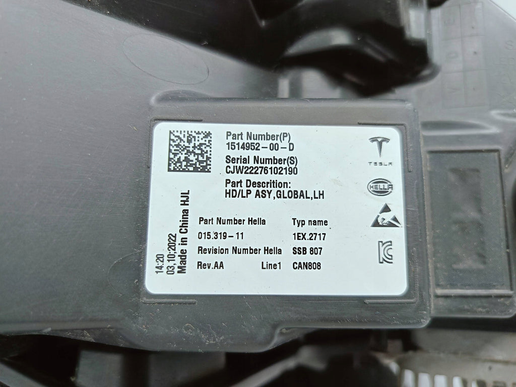 TESLA MODEL 3 Y LIFT 20- LAMPA LEWA PRZÓD PRZEDNIA FULL LED EU 1514952-00-D