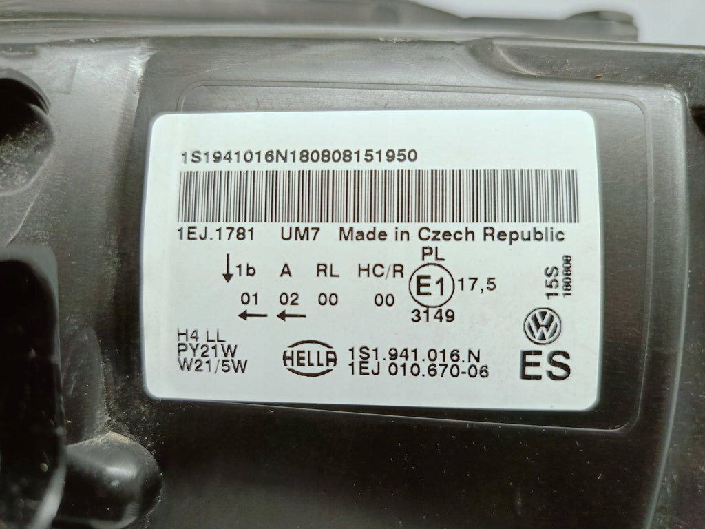 Volkswagen Up UP! 11- SCHEINWERFER RECHTS VORNE H4 1S1941016N