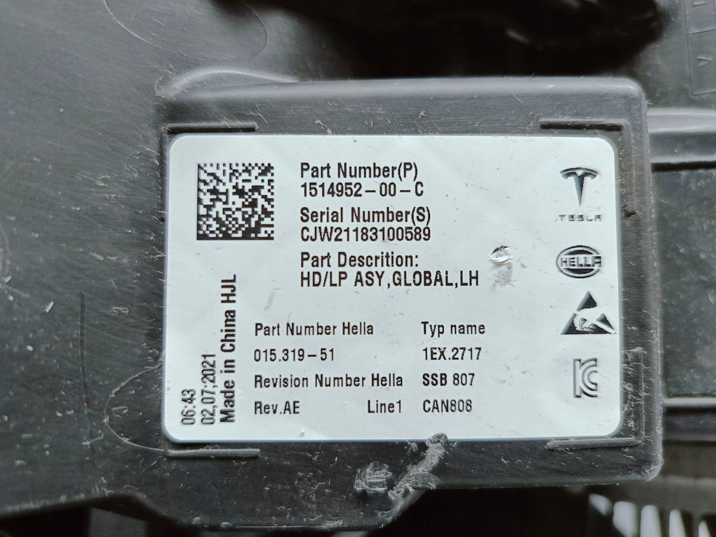 TESLA MODEL 3 M3 LIFT MY Y 20- LAMPA LEWA PRZÓD FULL LED EU 1514952-00-C