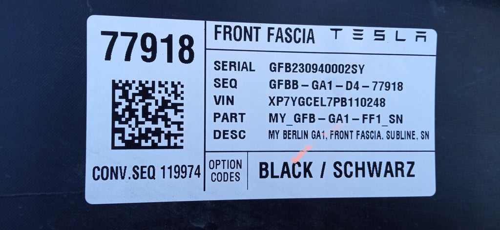 TESLA MODEL Y STOSSFÄNGER VORNE VORDERER 1540100-06C