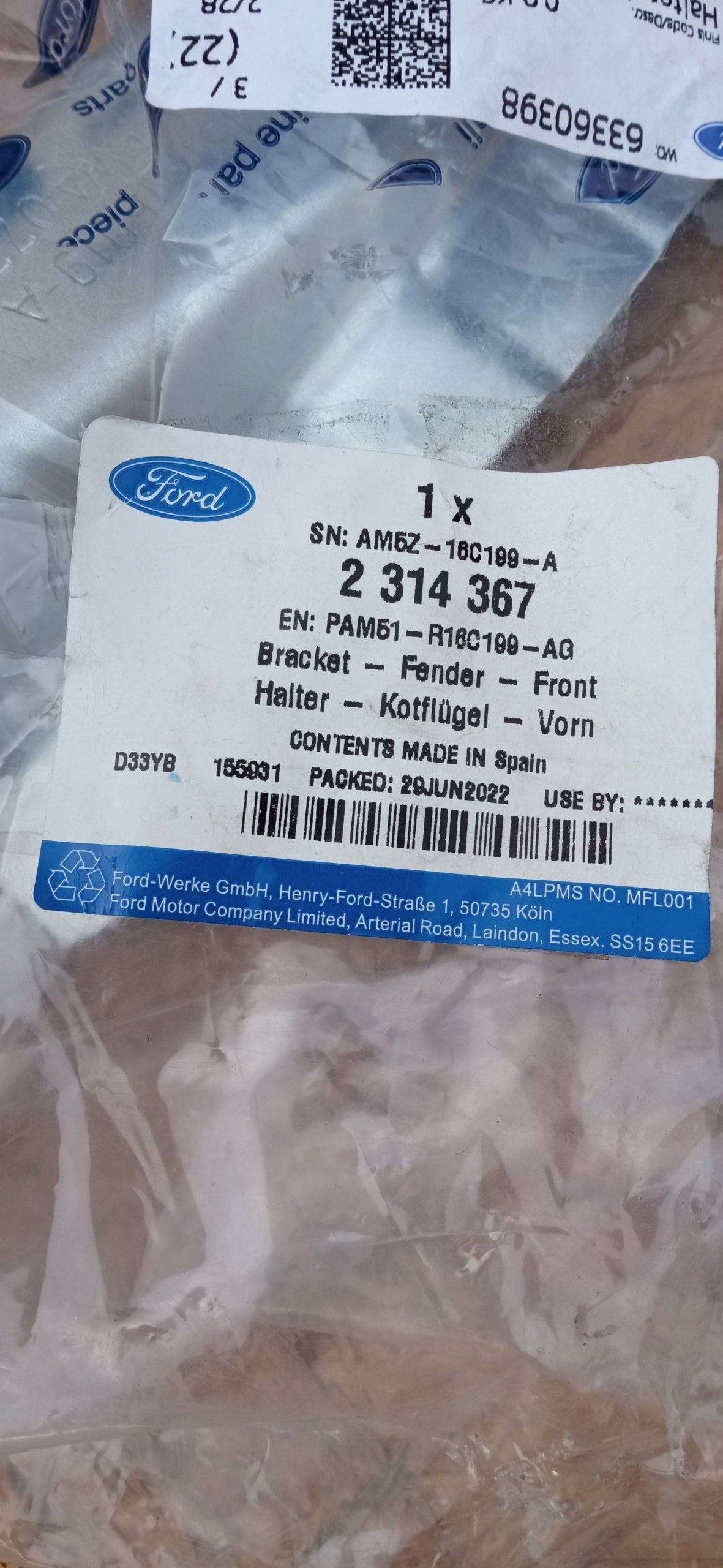 FORD C-MAX 11- WSPORNIK BŁOTNIKA LEWY PRZÓD NOWY